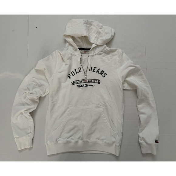 Polo Jeans Ralph Lauren Vintage Y2K Zip Women's Pullover Sweatshirt Small White - Picture 1 of 7